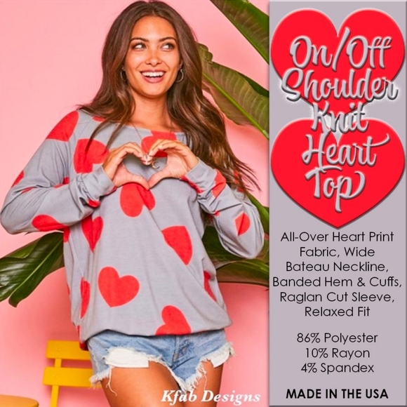 KFab Designs Tops - On/Off Shoulder Knit HEART TOP